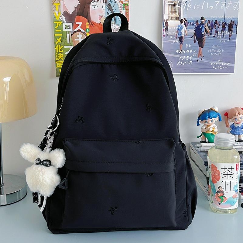 

Простой и милый рюкзак для студентов колледжа Школьный рюкзак большой вместимости для женщин With pendant чёрный