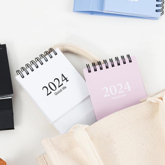 2023-2024 Mini Desk Calendar Plan Book Spiral Coil Page Turning Date Recording 17 Monthly Calendar for Planing Event Log Year of 2024 Calendar