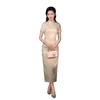 New Chinese-style improved cheongsam beige acetic acid jacquard retro national style dress 1011 new summer young engagement