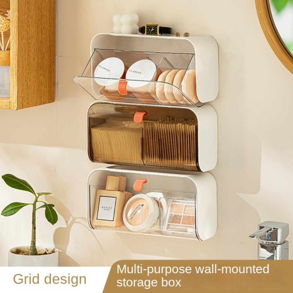 

Wall-Mounted Divided Storage Holder Clamshell Design Bathroom Accessories Bathroom
