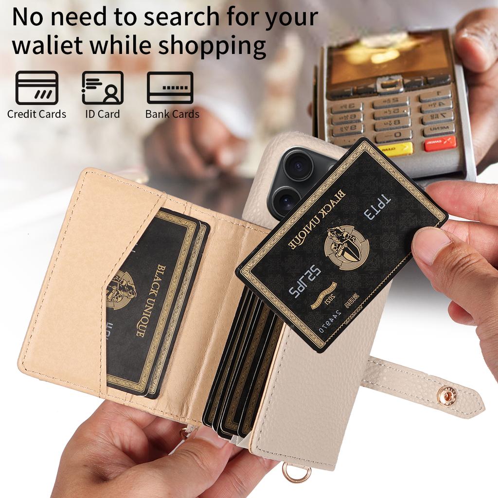 Neue stylische Kunstleder-Handyhülle für das iPhone 16 15 14 13 12 11Pro Max Plus 7 8Series mit Ring, Multi-Kartensteckplatz, Standfunktion