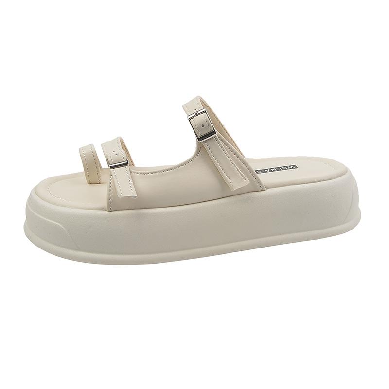 Fashion Designer Women Platform Slippers Mid Heels Sandals Summer Casual Chunky Shoes 2024 New Fad Pumps Thick Women Slides Flip-flops