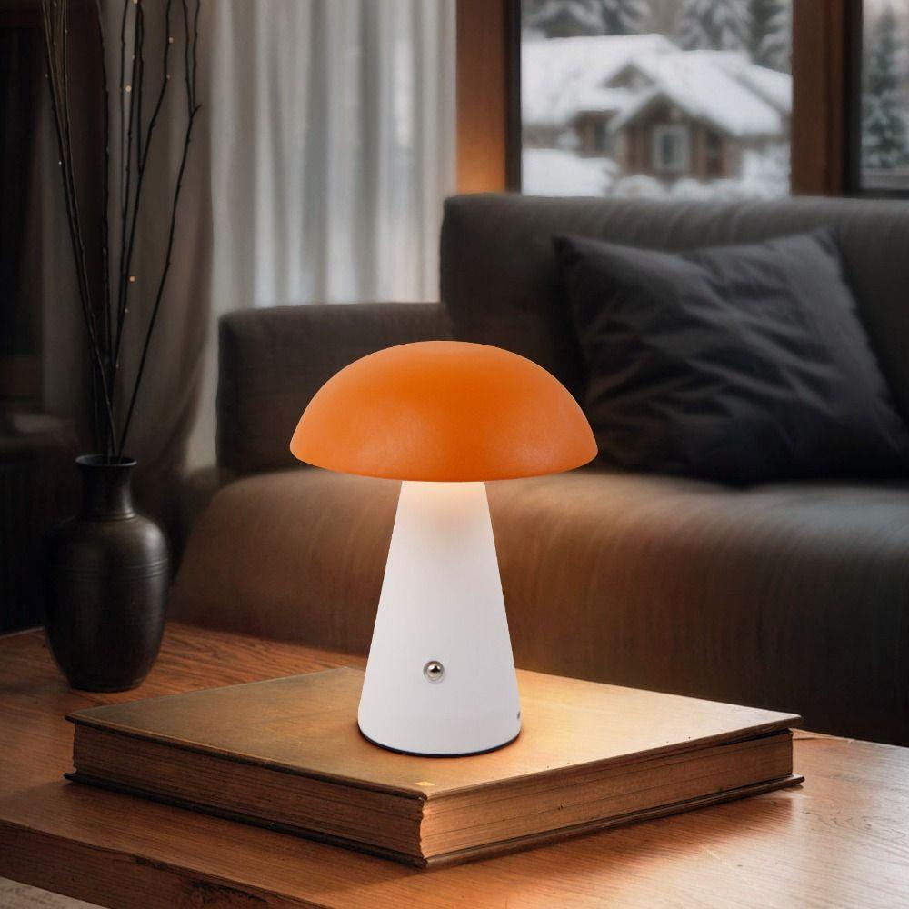 Touch-Activated Mushroom Lamp 3 Color Extended Illumination Touch Desk Light Dimmable USB Rechargeable Rechargeable Lamp Bedroom