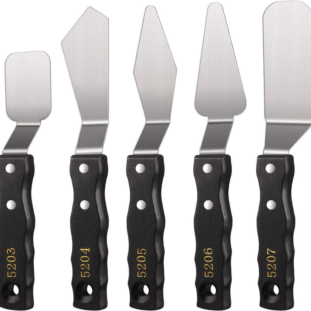 5-Piece Stainless Steel Palette Knife Set for Gouache and Oil Painting