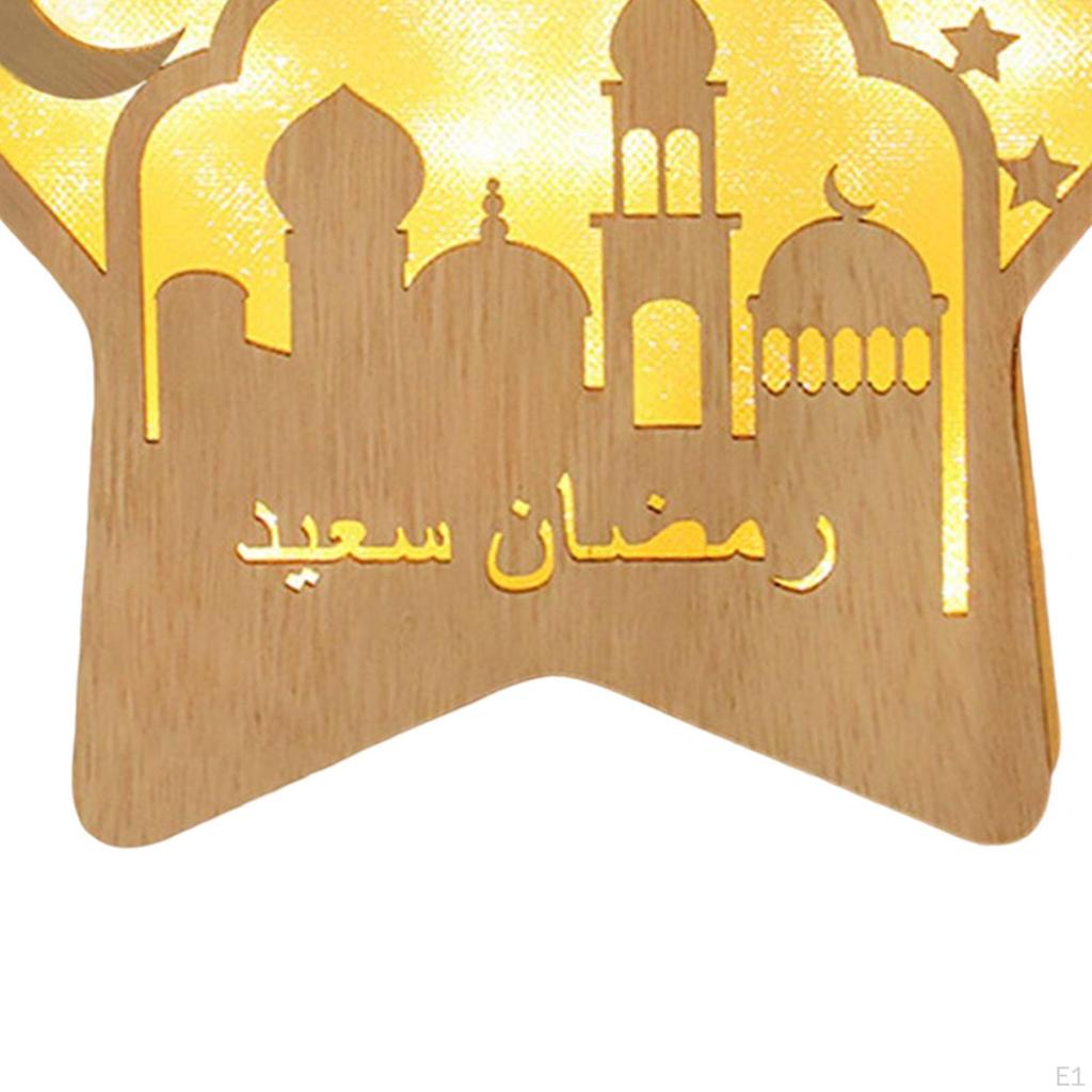 Wood Eid AL Adha Lights Decoration Pendant Lamp Night Light Islamic Muslim Style Islam Hanging