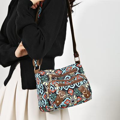 Multifunctional Women's Shoulder Bag Large Capacity Canvas Storage Bag Wide Shoulder Strap Mother Bag Daily Travel Satchel