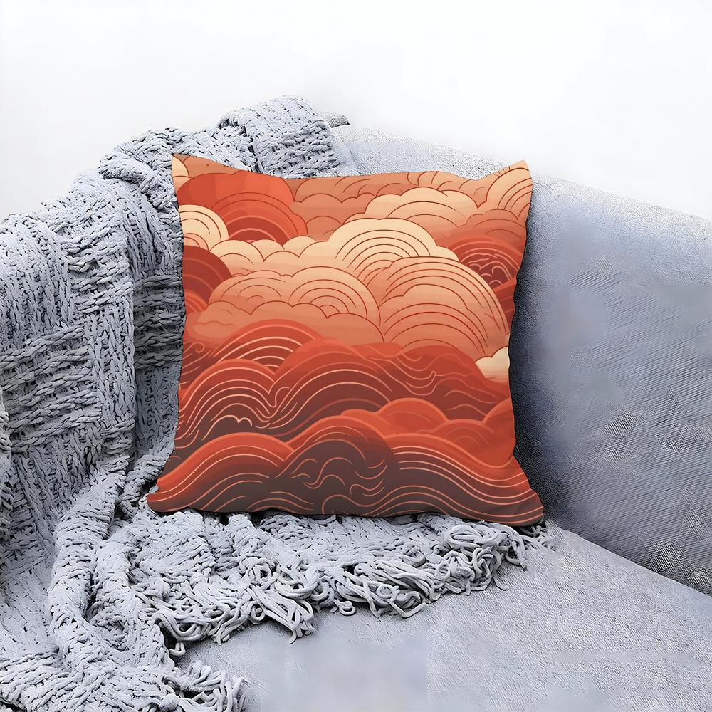 Simple Wave Pattern Design Cushion Cover Premium Comfort Reversible Pillow Cove Two in One Design for Any Room  Car Interior