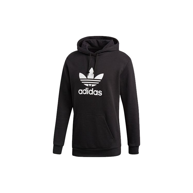 adidas Originals Trefoil Logo Long Hoodie Black Women DT7964 XS