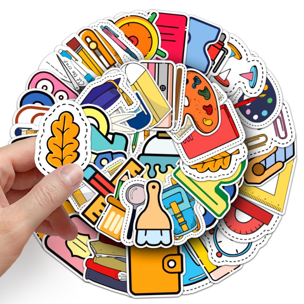 50 Pieces of Fashionable Ins Style Stationery Set Personality DIY Trendy Cartoon Luggage Scooter Car Decoration Stickers