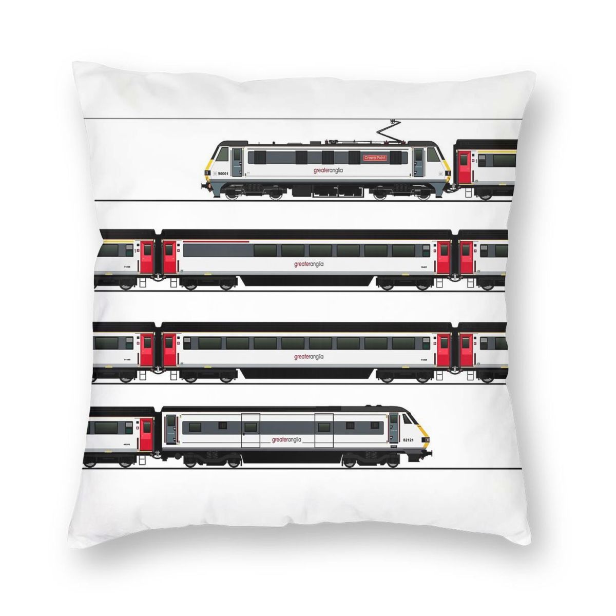 Class Greater Anglia Locomotive Square Pillowcase Polyester Linen Velvet Creative Decor Throw Pillow Case Room Cushion Cover 30x30cm