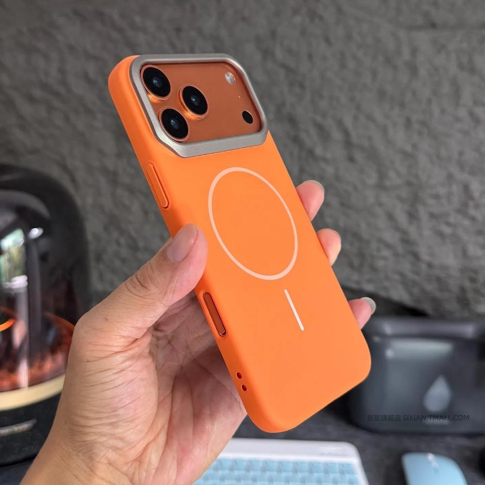Minimalist Orange Slim Magnetic Case For For Iphone 13 12 14 1 16 17 Pro Max Plus 17E E Air for Shockproof Cover Funda