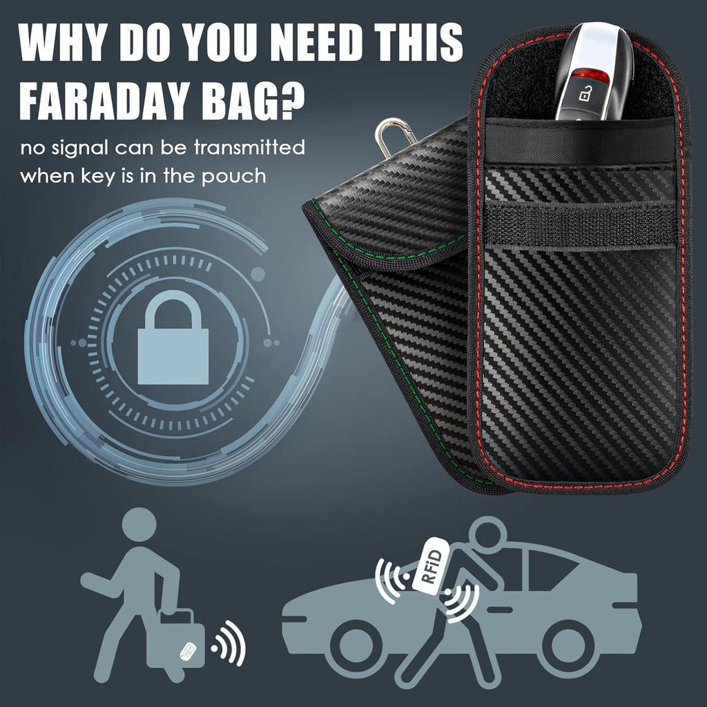 Nouveau boîtier de protection anti-vol pour clé de voiture en fibre de carbone avec blindage RFID