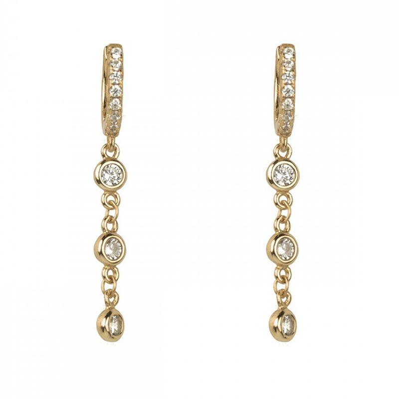 CRMYA Vintage Piercing Ear CZ Zircon Cross Earring Gold Silver Filled Drop Earrings For Women Hoop Earings Jewelry Wholesale