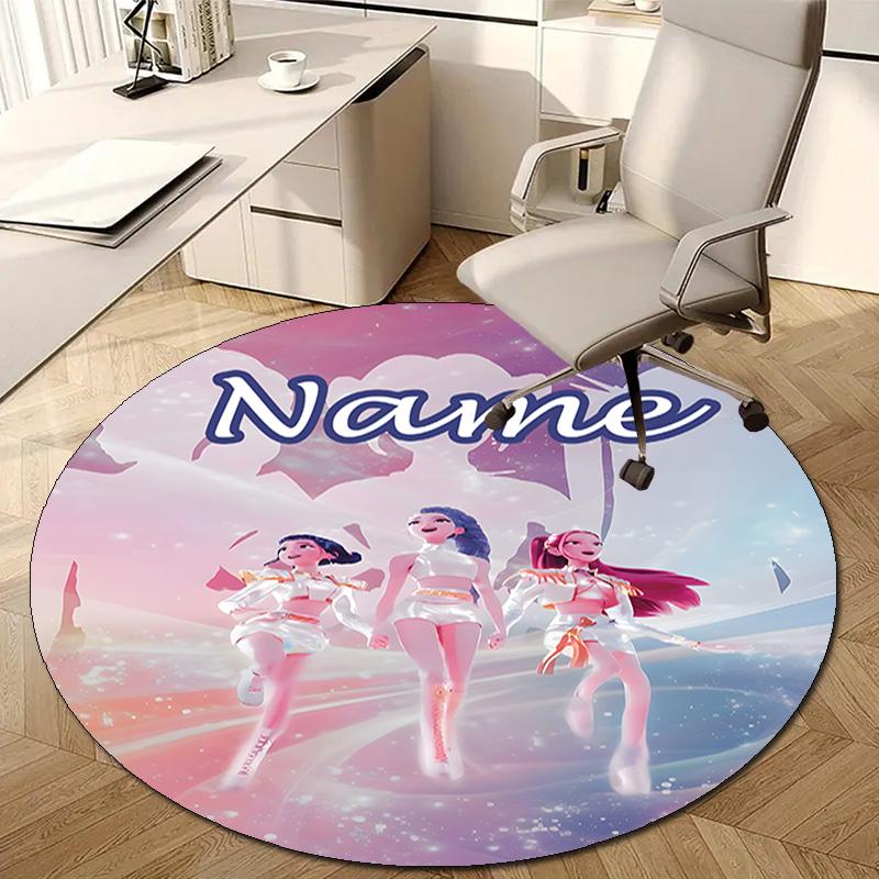 Personalized K-KPop Demon Hunters Round Chair Office Rug - Perfect for Mat, Office Chair & More - Ideal Gift for Birthdays and Holidays