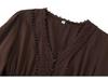 Women's European American Lace Trim V-Neck Long Sleeve Dress