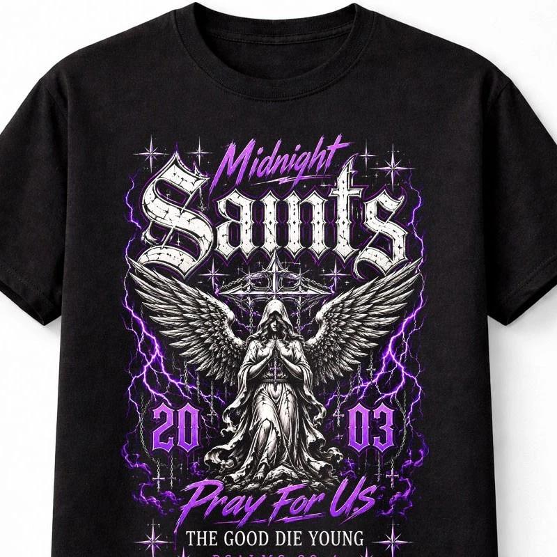 Midnight Saints Pray For Us Angel Gothic Graphic Unisex TShirt S