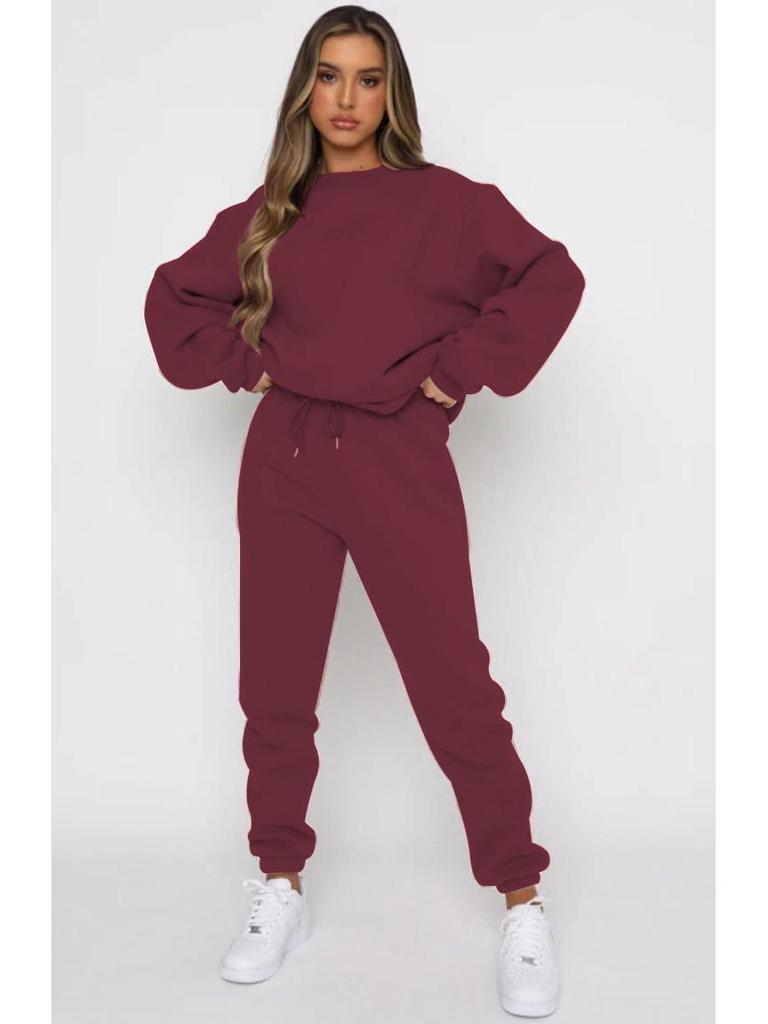 European Winter Women's Printed Hoodie & Pants Set