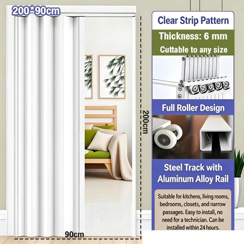 Pvc Accordion Folding Sliding Door Zero Formaldehyde Quiet Magnetic Closure Home Kitchen Bathroom