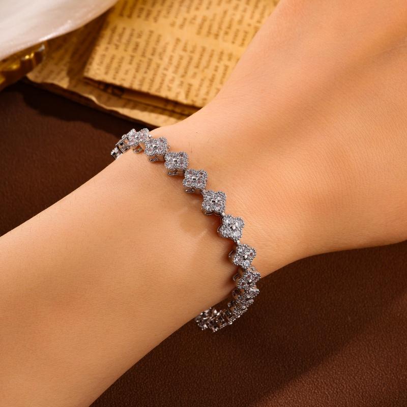 ZAKOL Korean Fashion Random Colorful Zircon Flower Plant Bracelets For Women Dopamine Girls Jewelry Party Accessories