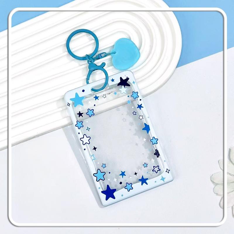 Star Sliding Cover Card Holder Transparent Portable Id Protector Kpop Photocard Photo Case Student School Card Bus Card Holder