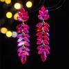 Color Glass Rhinestone Long Earrings Women Luxury Earrings Pair
