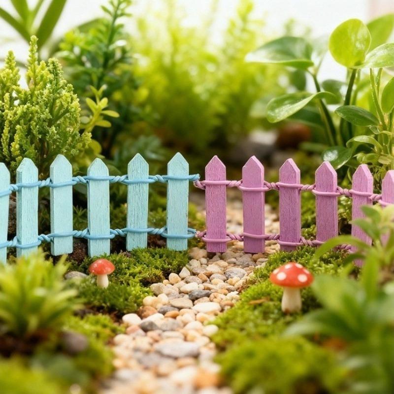 Mini Wooden Picket Fence Multicolor Micro Landscape Decor Fairy Garden & Dollhouse DIY Barrier Miniature Garden Accessory