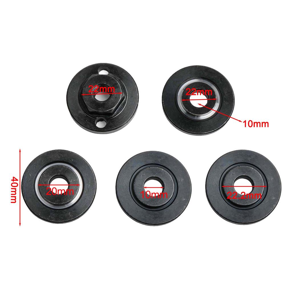 Zestaw nakrętek kołnierzowych do szlifierki kątowej sześciokątnych M10 z różnymi rozmiarami płytek dociskowych