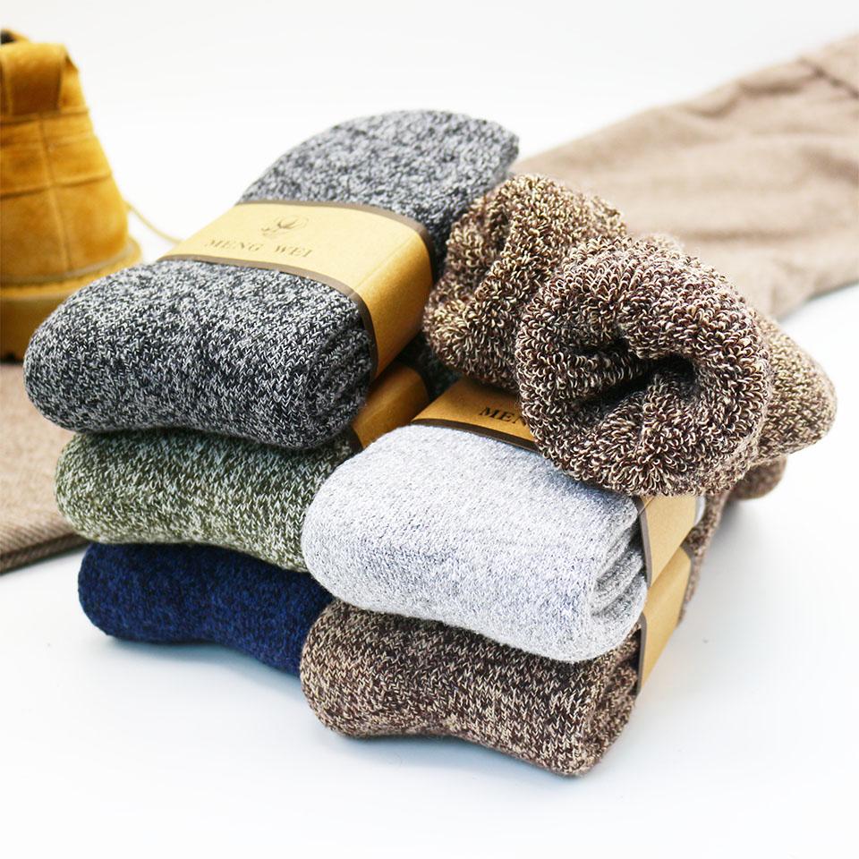 5 Pair Winter Men's Merino Wool Socks Super Thick Warm High Quality Harajuku Retro Snow Casual Antifreeze Cashmere Socks Men
