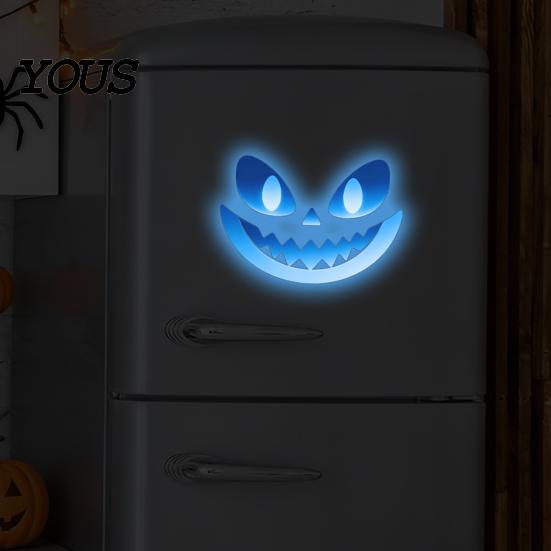 Luminous Bathroom Wall Art Glow In The Dark Sticker, Self-adhesive Ghost Face Shape Decals, Decorative Stickers for Toilets Halloween Waterproof