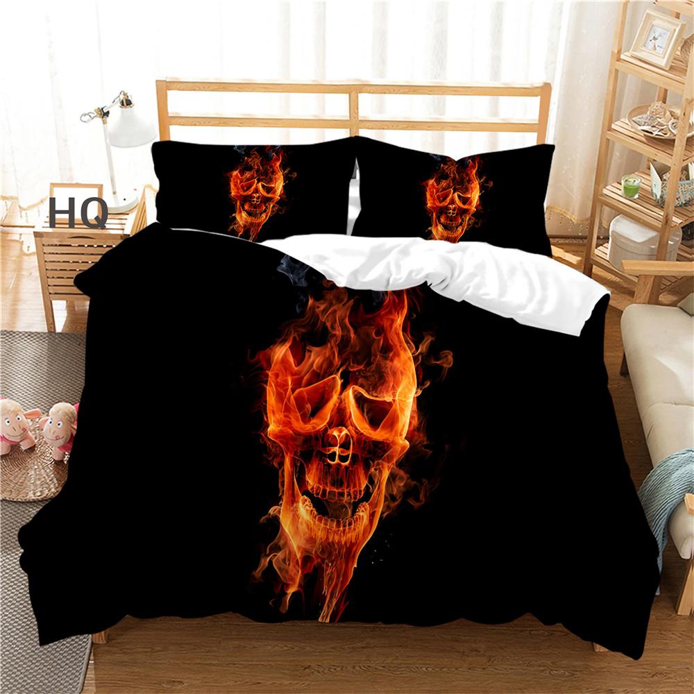 Kaufe 3D Totenkopf Druck Bettwäsche Set Cover King Size Mikrofaser Heimtextilien Mann Coole Mode Schlafzimmer Dekor zum Preis ab 13
