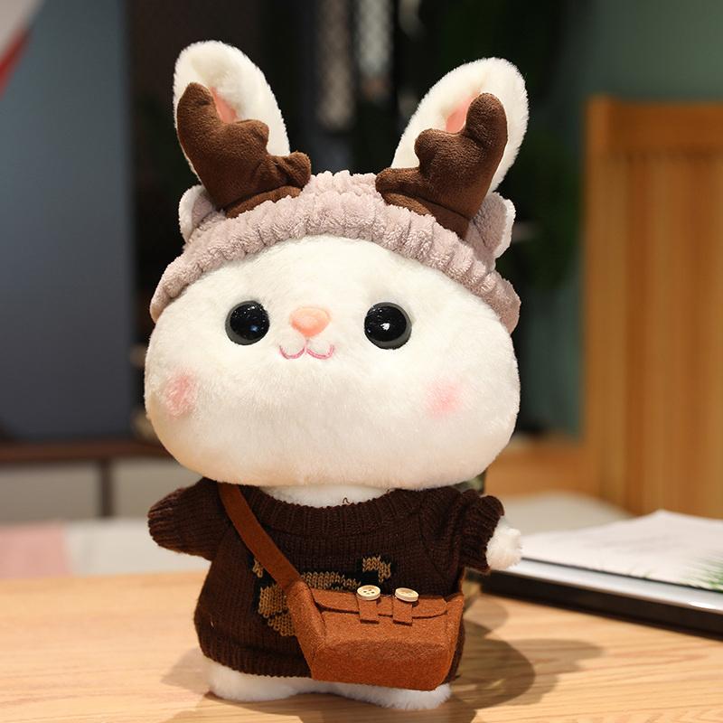 Weiches Kaninchen Lalafanfan Kaninchen Café Mädchen Plüschtier Niedlich 30cm Kawaii Lalafanfan Puppe mit Brille mit Kleidung Spielzeug Geschenk