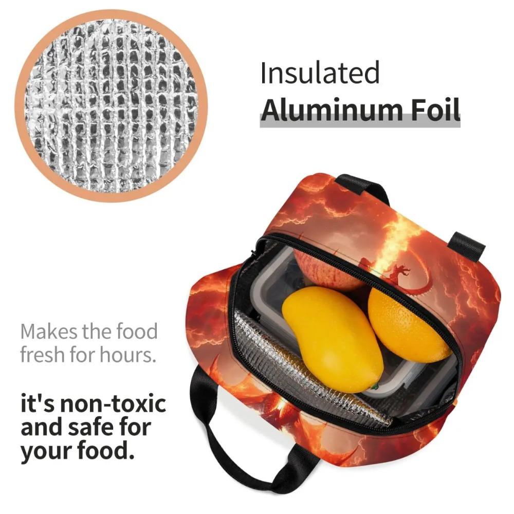 Dragon In The Fire Insulated Lunch Bag for Women Office Cooler Thermal Food Box Tote Portable Lunch Boxes Container