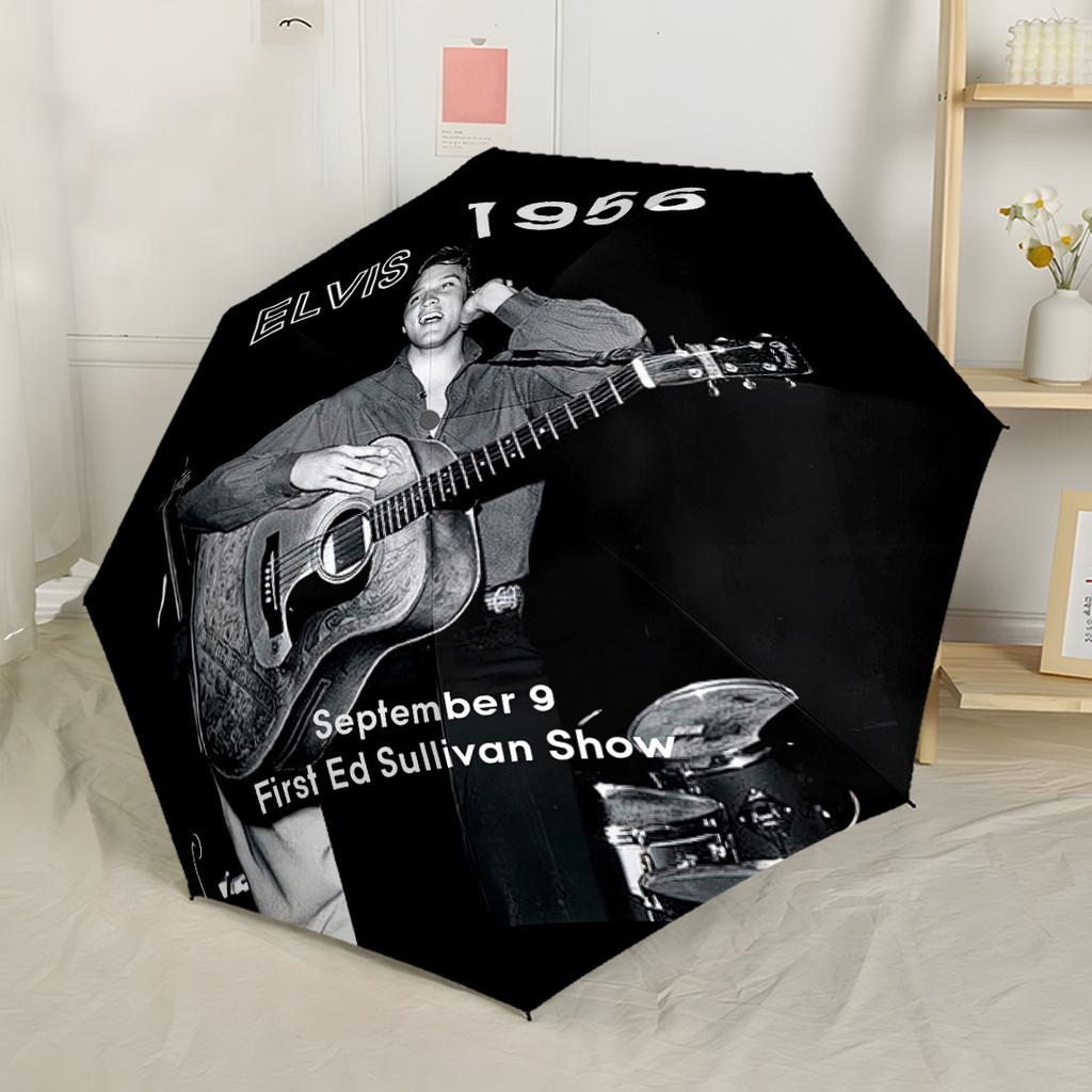 Legenda Rock And Roll Elvis Automatyczny Parasol Składany Parasol z 8 Żebrami Wytrzymały Plastik i Żelazo Parasol na Każdą Porę Roku do Podróży Stylowy Dodatek