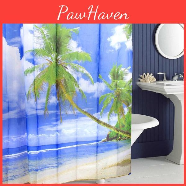 Luxurious Hawaii Beach Coconut Printed Polyester Shower Curtain For Ultimate Waterproof Protection
