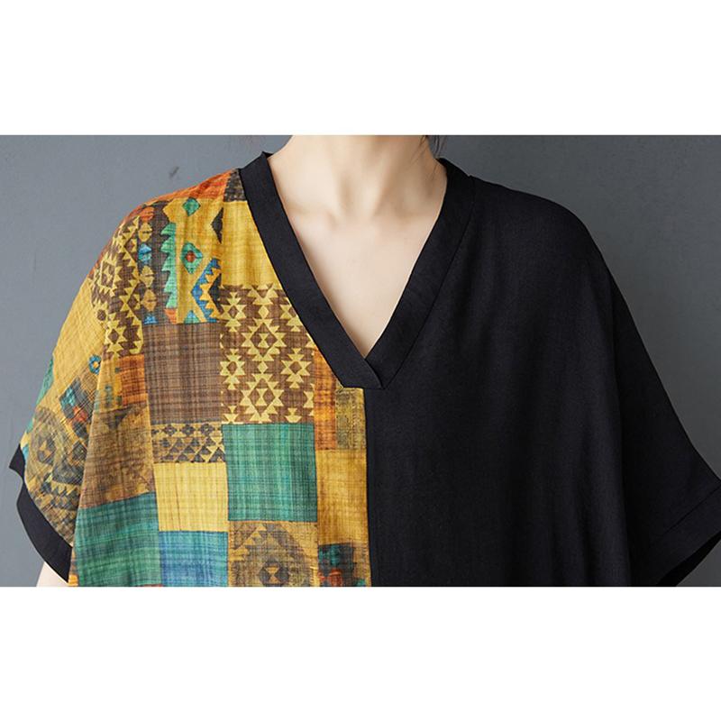 XITAO Pocket Patchwork Contrast Color Dress ZMY1083
