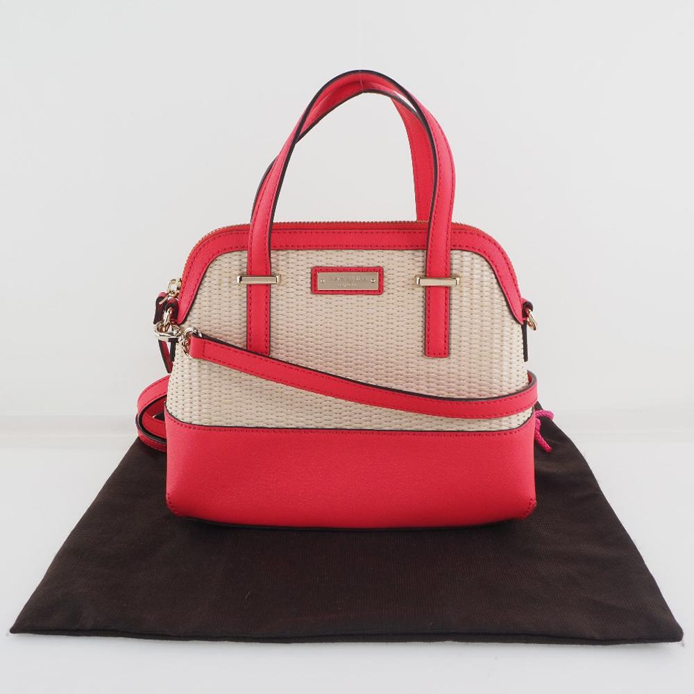 Kate Spade CEDAR STREET STRAW SMALL MAISE Shoulder Bag 2wayShoulder Red/beige leather Women Used