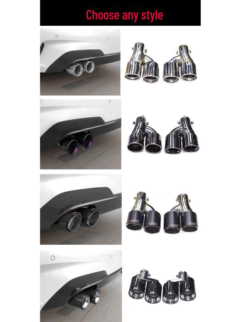 Compatible Exhaust Pipe for BMW 3 Series G20/G28 320/325/330, Four-Outlet Stainless Steel & Carbon Fiber Tailpipe.