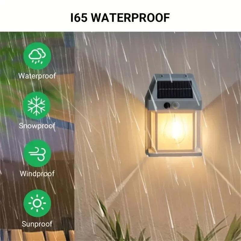 Outdoor Solar Wall Lamp Waterproof Human Body Induction Tungsten Filament Lamp Villa Courtyard Lighting Atmosphere Night Light