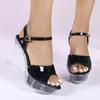 Versatile Wedge Heel Sandals Women's Summer New Sexy Crystal Transparent High Heels Heel Wedge Heel Sandals LFD-1108-4