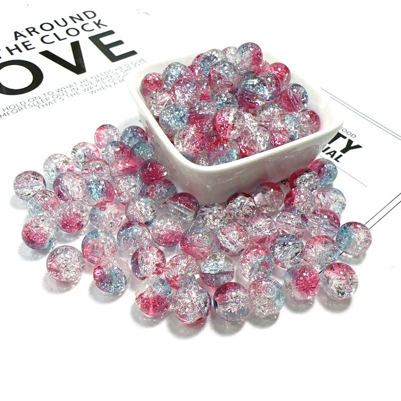 10mm Crackle Glass Round Beads, Loose Spacer Beads DIY Accessories for Bracelet Making 50pcs
