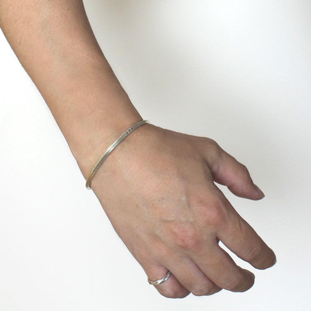 MIZAL Karen Silver Bangle Slim Triangle Karen Carmelo Bracelet, Tribal, Silver,