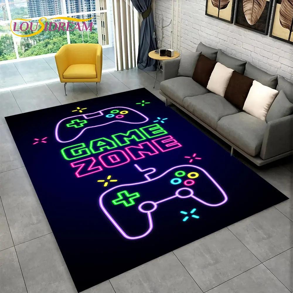 Cartoon Gamer Game Gamepad Area Koberec,Koberec do obývacího pokoje Dětská ložnice Pohovka Kuchyň Rohožka Dekor,Dětská protiskluzová podložka na podlahu