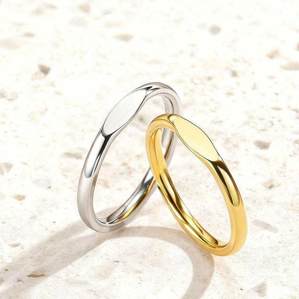 Silver Gold Color Couple Rings Stainless Steel Engagement Wedding Bands Jewelry Gifts Never Fade