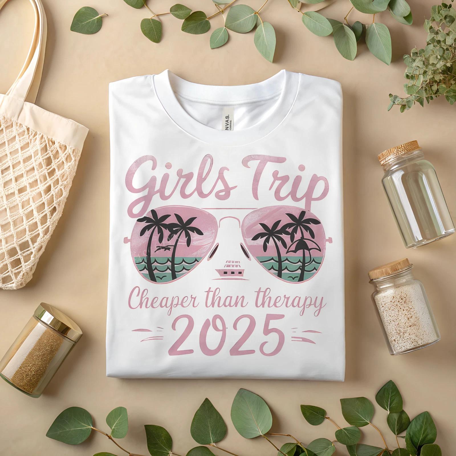 Girls Trip 2025 T-Shirt – Funny Vacation Graphic Tee for Friends Getaway A355 S
