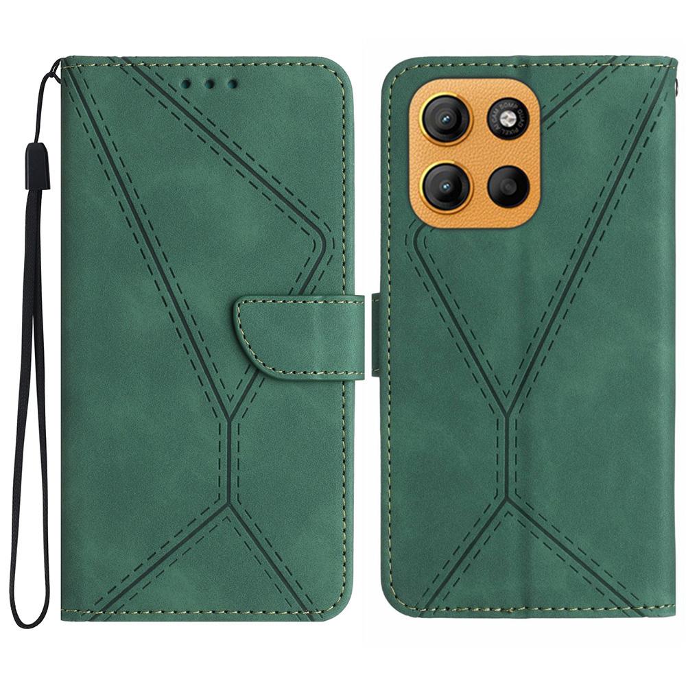 For Motorola Moto G15 4G Case Skin Touch Lines PU Leather Flip Phone Cover