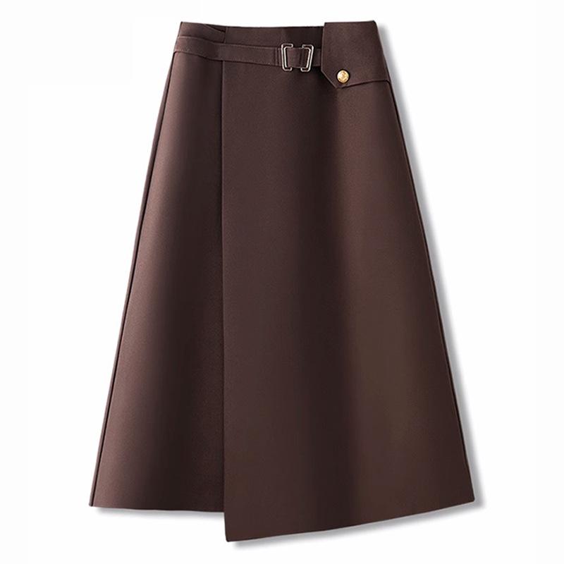 

Женская юбка А-силуэта кофейного цвета с высокой талией, средней длины, приталенная, коллекция осень/зима 2024 S (85-95 lbs) кофейный