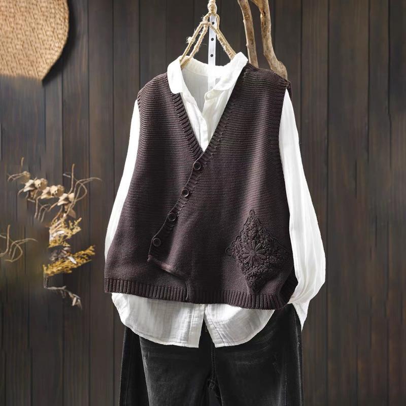 Winter V-Ausschnitt Weste Damen Locker Geschnitten Layering Strickjacke Herbst Warm Mode Übergroß Ärmellos