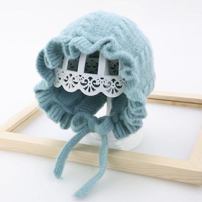 Winter Baby Girls Toddler Solid Print Hats With Ruffle Design Casual Caps Headwear