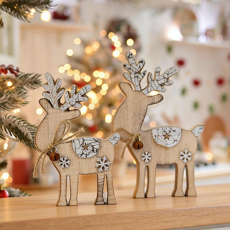 Christmas 2026 Wooden Deer Decoration for Hotel, Desktop, Mall, or Shop Window Display