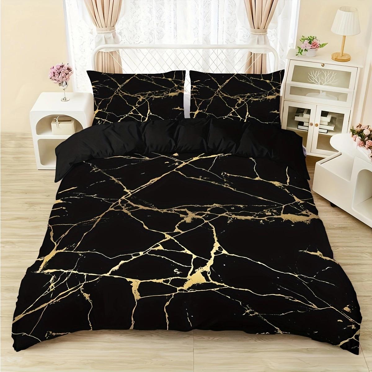 

Комплект пододеяльников 3 шт. размера кинг, квин, комплект постельного белья с принтом черного мрамора 1 * пододеяльник + 2 наволочки - постельный комплект для спальни 135x200cm-EU-Single